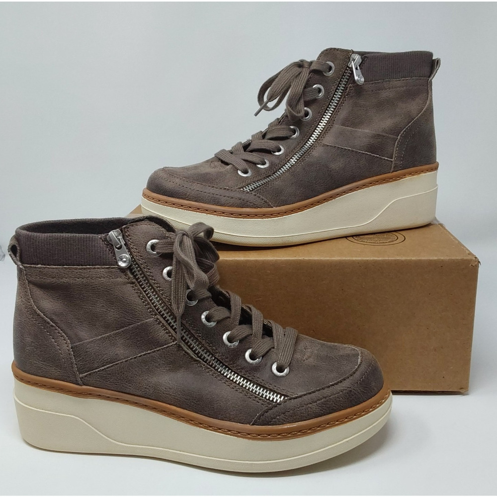 Blowfish Malibu Women’s Brown Wedge Platform Sneakers Zip Lace Up Size 9